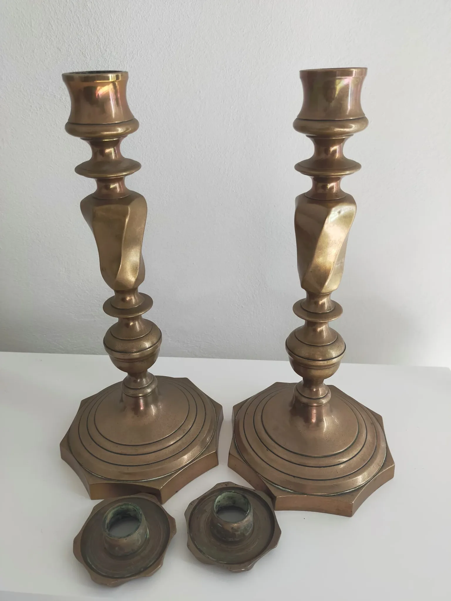 Pair of bronze candlestick holders from the 19th century