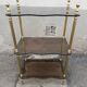 Shelf vintage brass 3 trays smoked glass