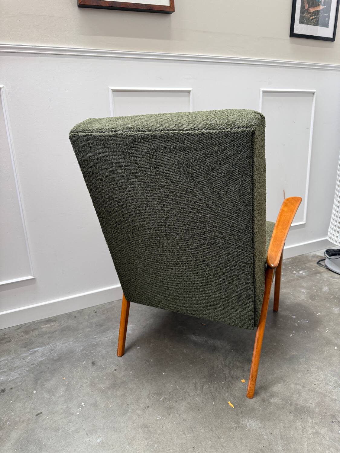 Scandinavian khaki armchair