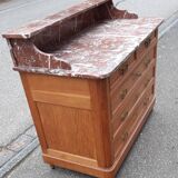 Oak and marble chest of drawers