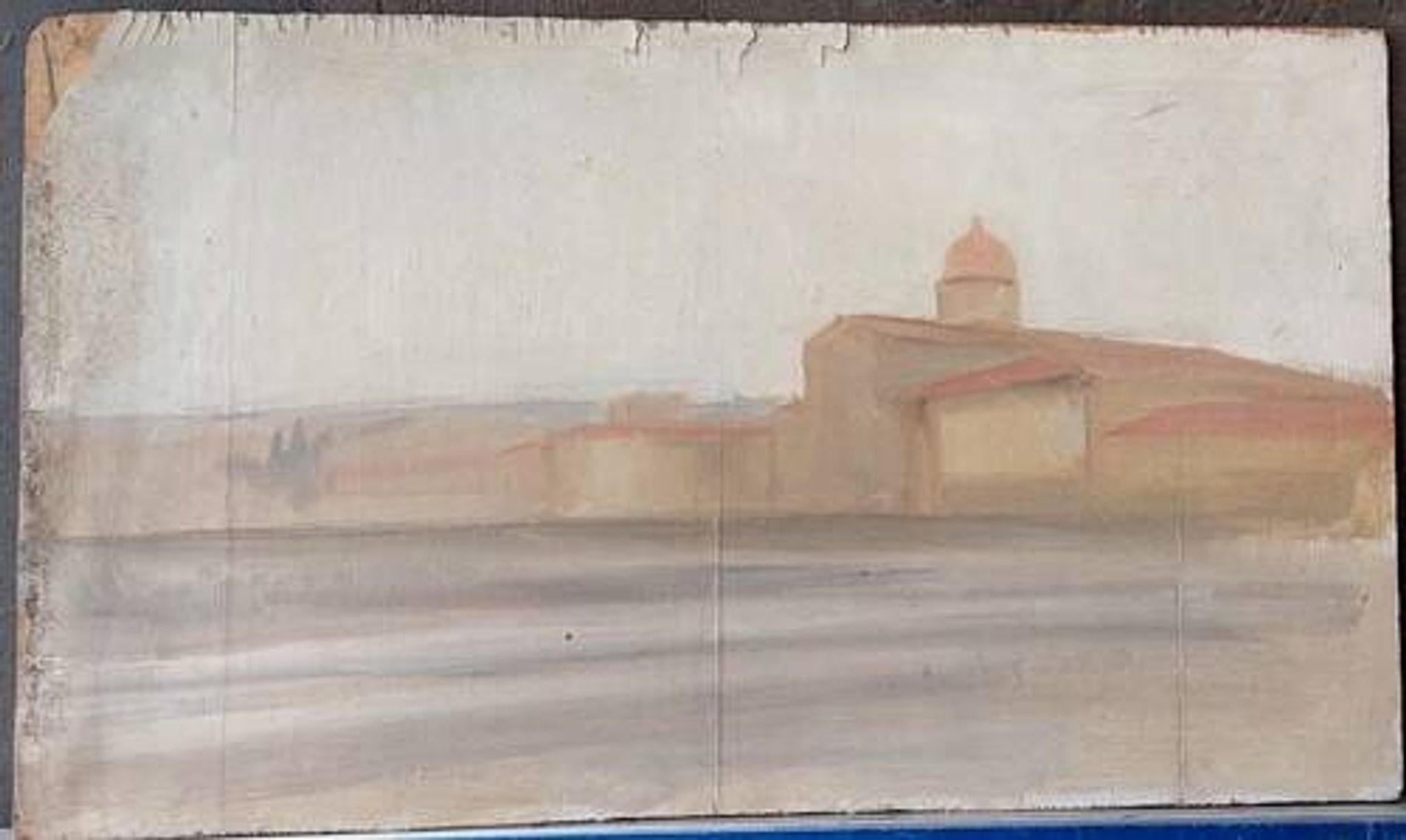 Peinture à l'huile sur panneau Florence Vue de San Frediano à Cestello début 1900