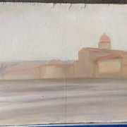 Peinture à l'huile sur panneau Florence Vue de San Frediano à Cestello début 1900