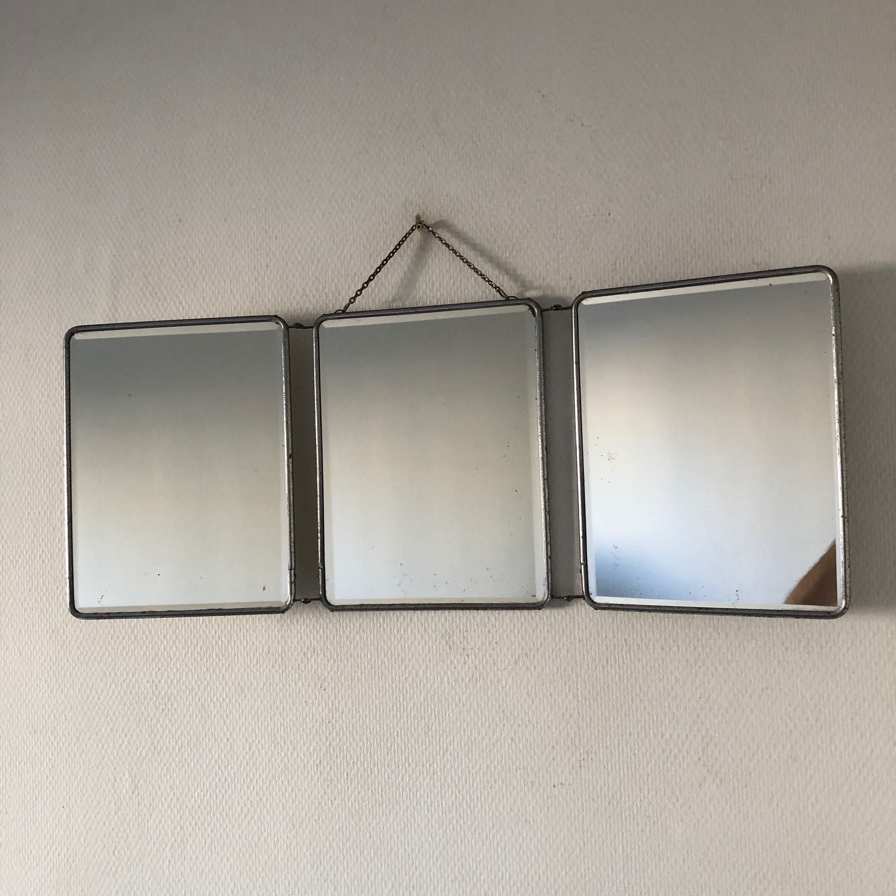 Barber triptych mirror 28x69cm vintage 1960