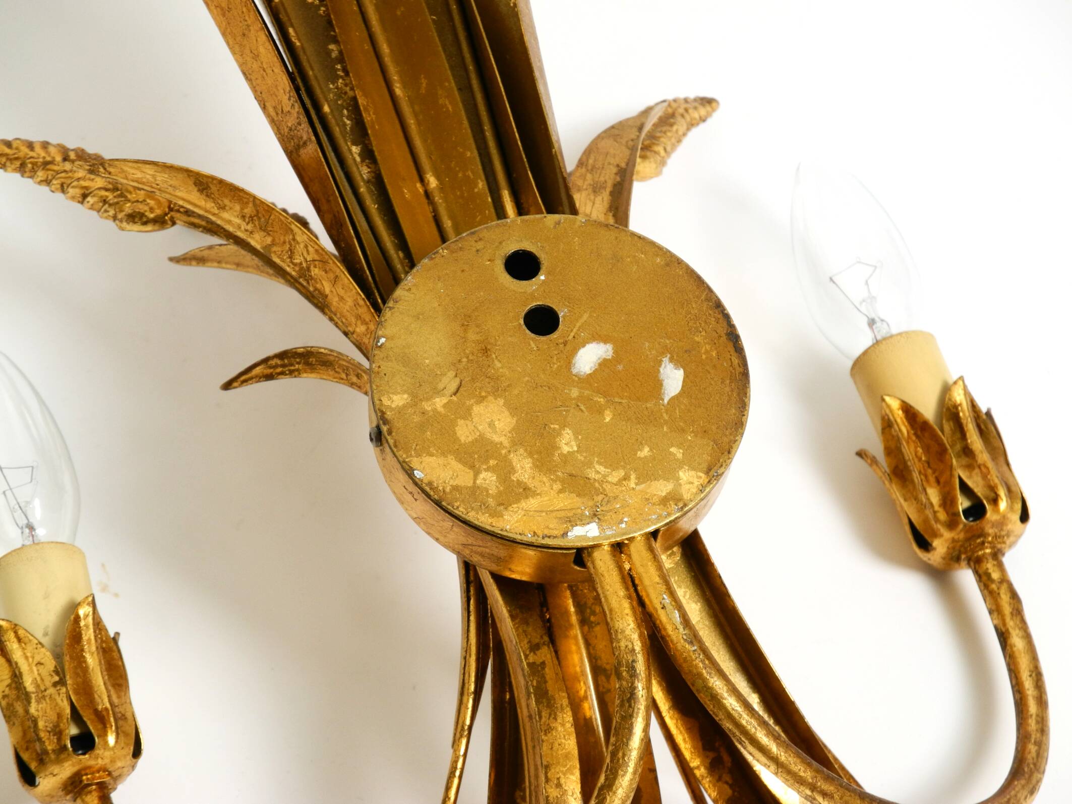 Beautiful large 70s gold-plated 2-armed metal wall lamp by Hans Kögl