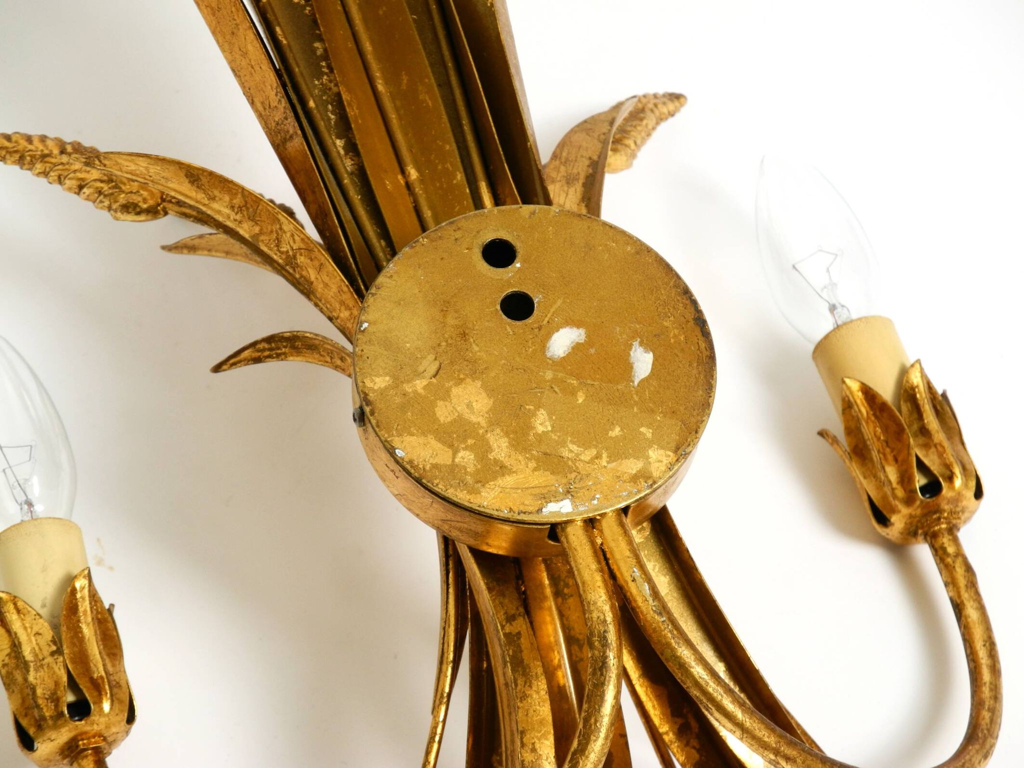 Beautiful large 70s gold-plated 2-armed metal wall lamp by Hans Kögl