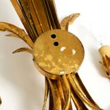 Beautiful large 70s gold-plated 2-armed metal wall lamp by Hans Kögl