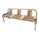 Baumann bench with wooden frame and faux leather seat.