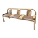 Baumann bench with wooden frame and faux leather seat.