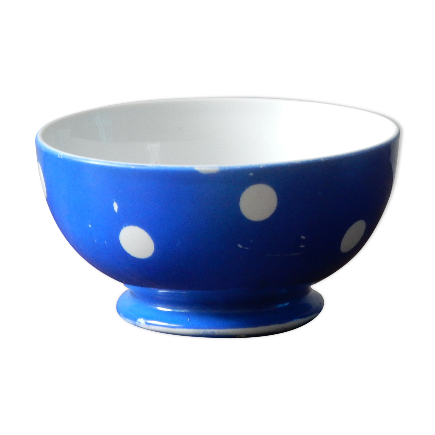Longchamp small blue bowl porcelain milk coffee made in France