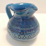 Handmade Rimini Blue Lacquered Ceramic Jug by Aldo Londi for Bitossi, Italy