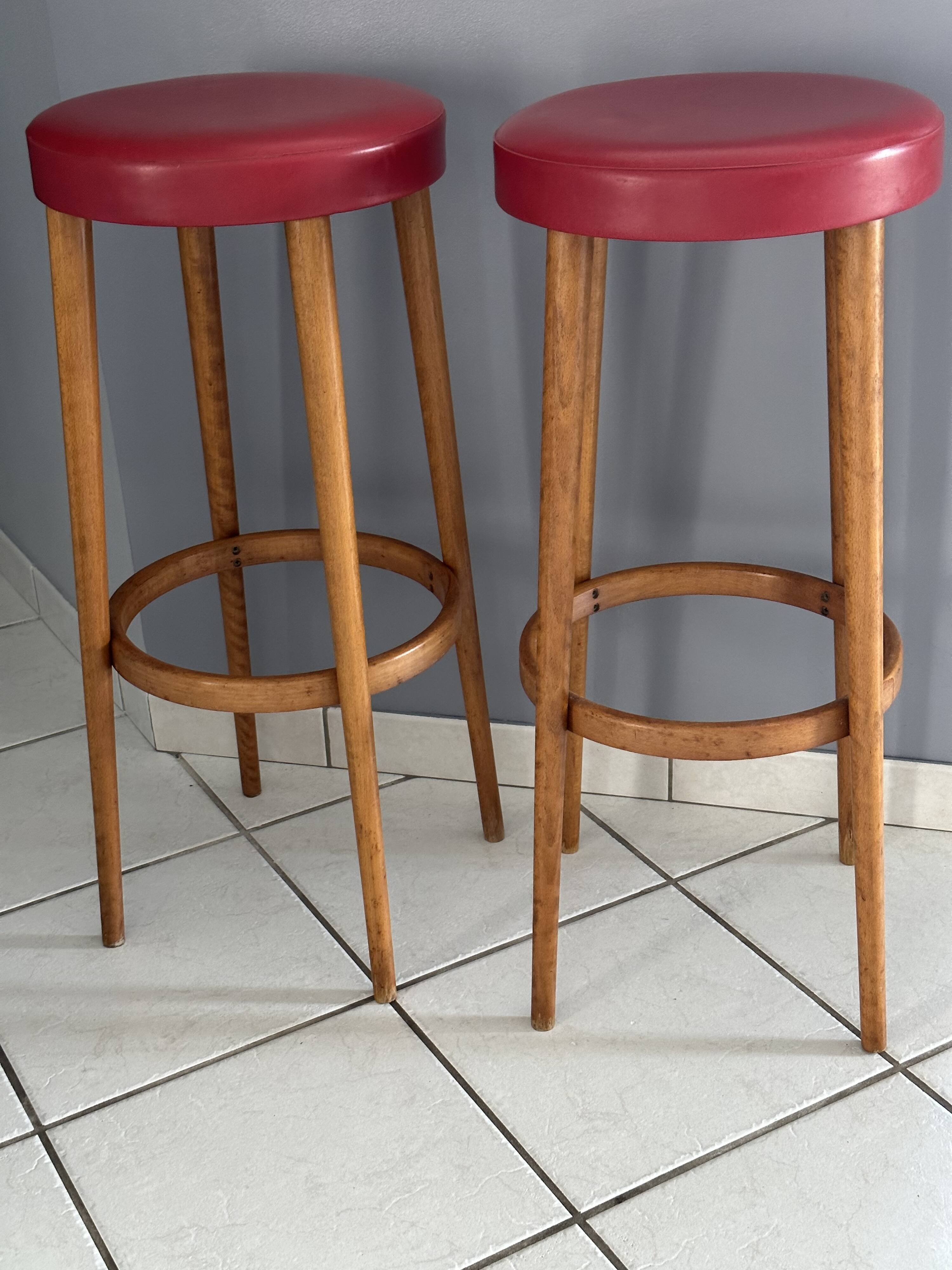 Pair of Bar stools from Baumann vintage 1970s