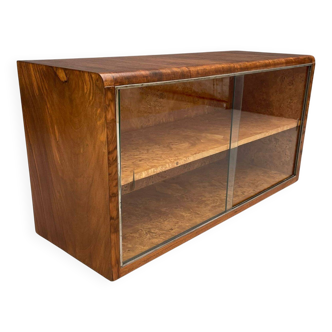 Vitrine Art déco des années 1930 rénovée – Meuble TV en placage de noyer tchèque