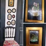 Old frames black and gold bird motifs very Japanese style