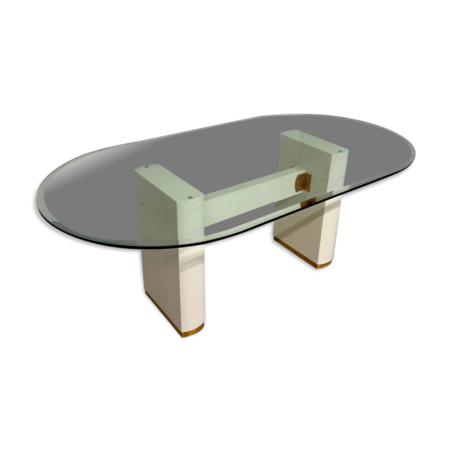 Thonet designer glass dining table with crackled lacquer finish, 1980s vintage