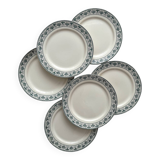6 ironstone dessert plates “Palmettes” Boch Freres La Louvière