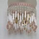 Pair of French Vintage Gold Wall Lights Pink Glass Beaded Fringe Shades