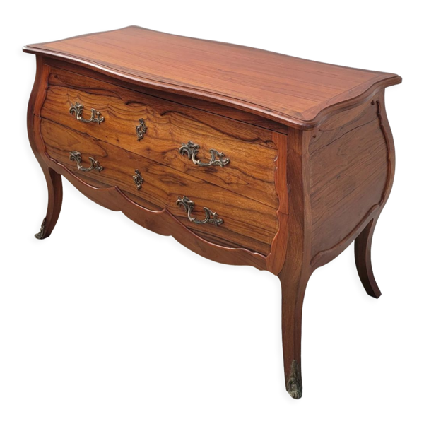 Commode galbée de style Louis xv en acajou