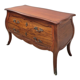 Louis xv style curved chest of drawers in mahogany