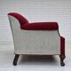 1950s, Danish 3-seater sofa, red and light grey furniture wool, oak wood.