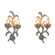2 Florentine metal leaf wall lights