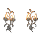 2 Florentine metal leaf wall lights