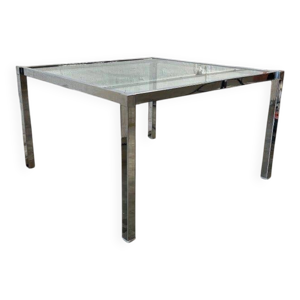 Table basse vintage chromée - verre