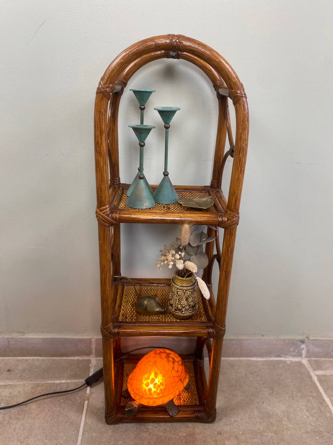 Vintage rattan shelf