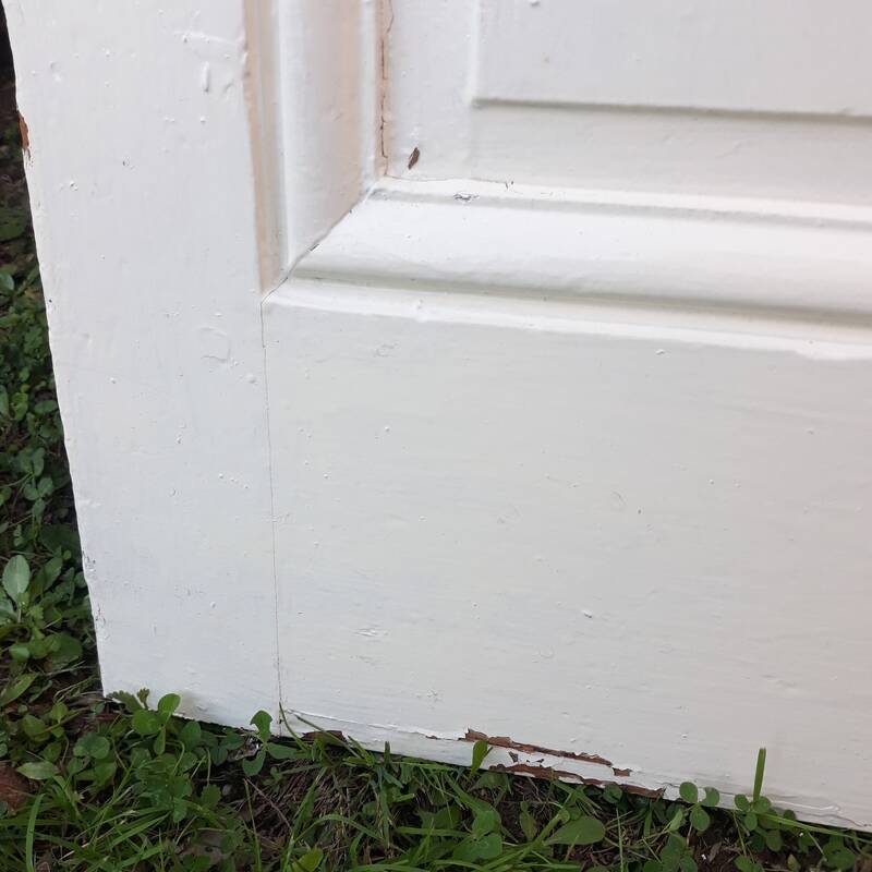 Communication door H218.5xL80cm, old panelled and moulded.