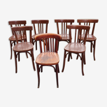 Set de 7 chaises de bistrot anciennes Mahieu