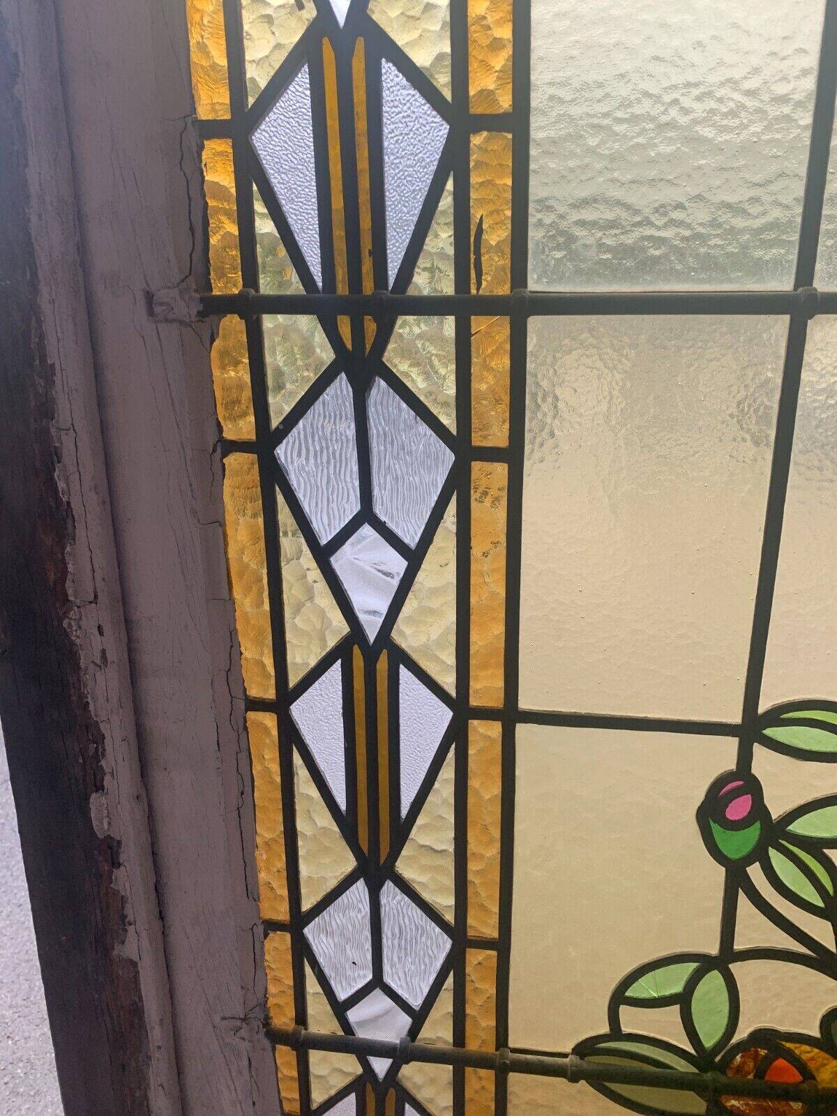 20th century Art Deco stained glass panel