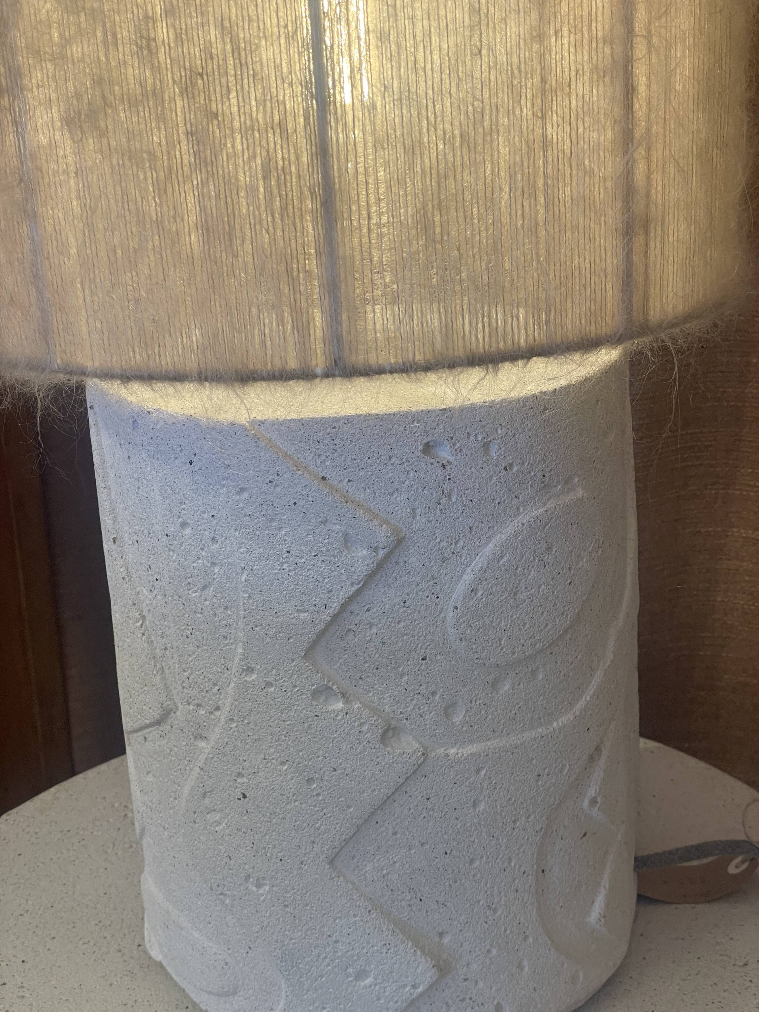 concrete and mohair table lamp