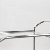 Vintage art dèco tubular steel chrome plated and glass bar cart, 1950s