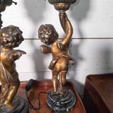 Pair of putti angel lamps from the 19th century.