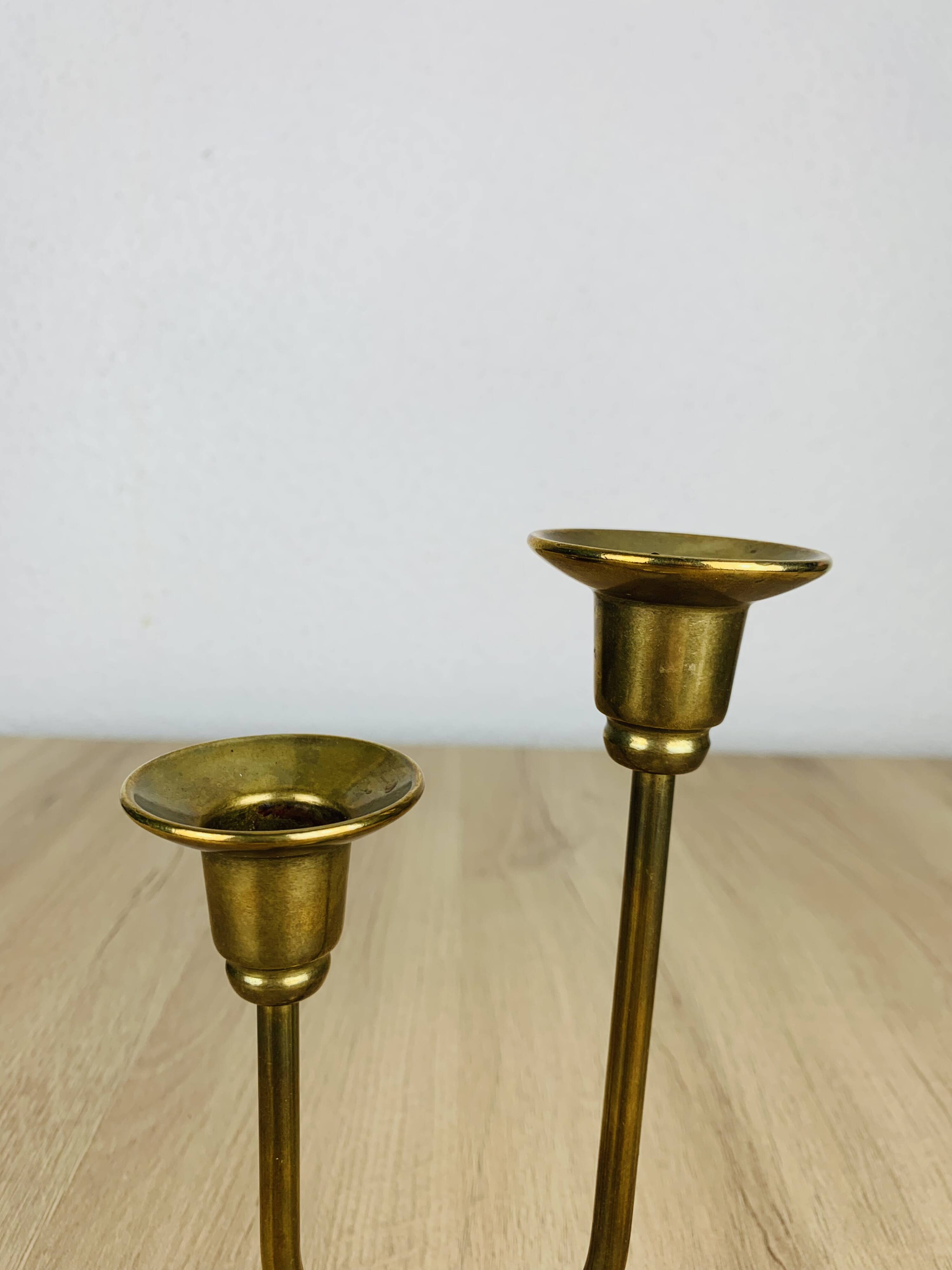 Bougeoir laiton double, vintage