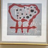 Screen printing and glazed gilded wood frame