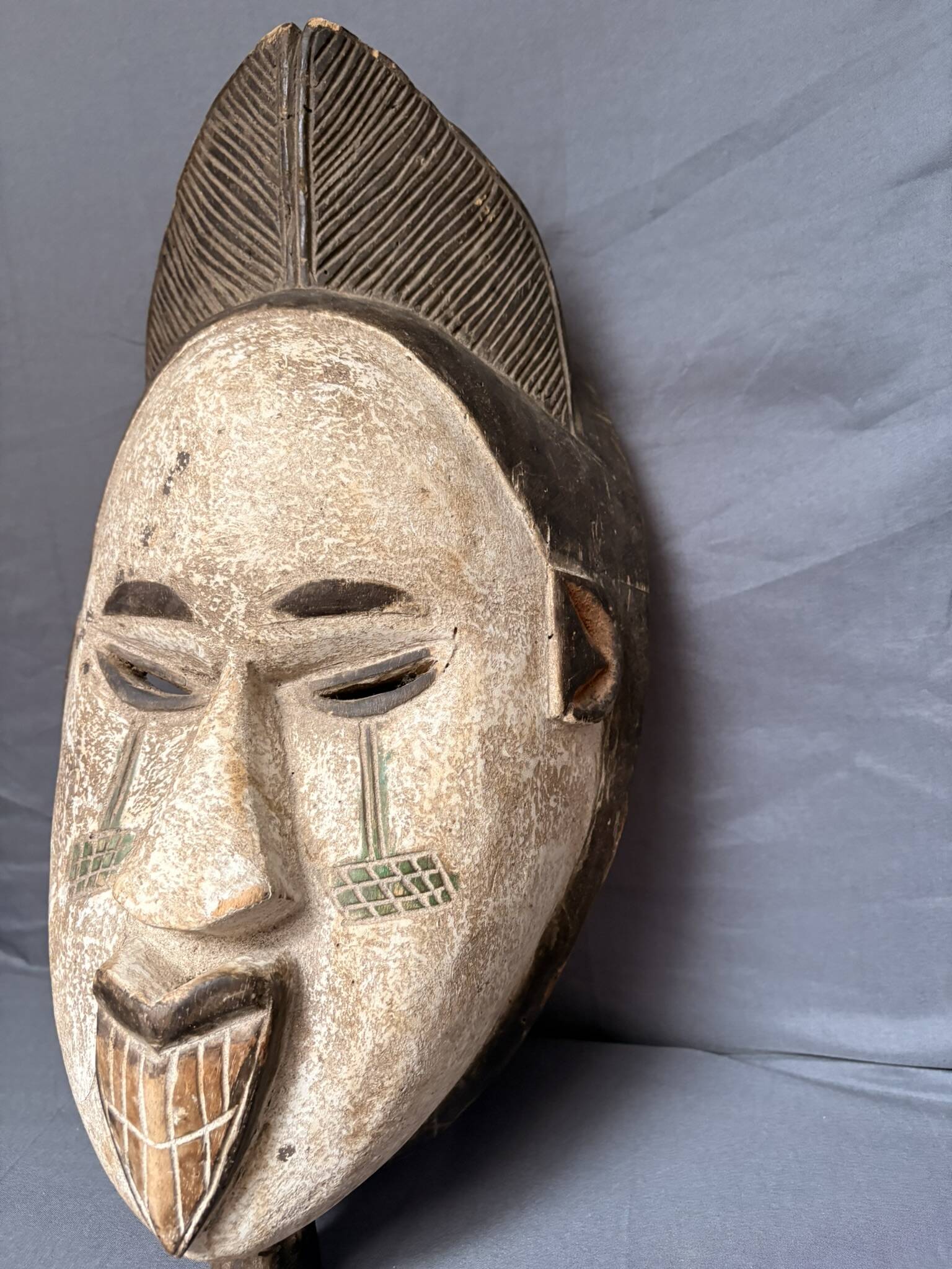 Ancient Tribal Wood Mask African Punu Maiden Mukudji Gabon