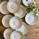 Set of 12 white, mint and gold soup plates, Mosèle de Luné model