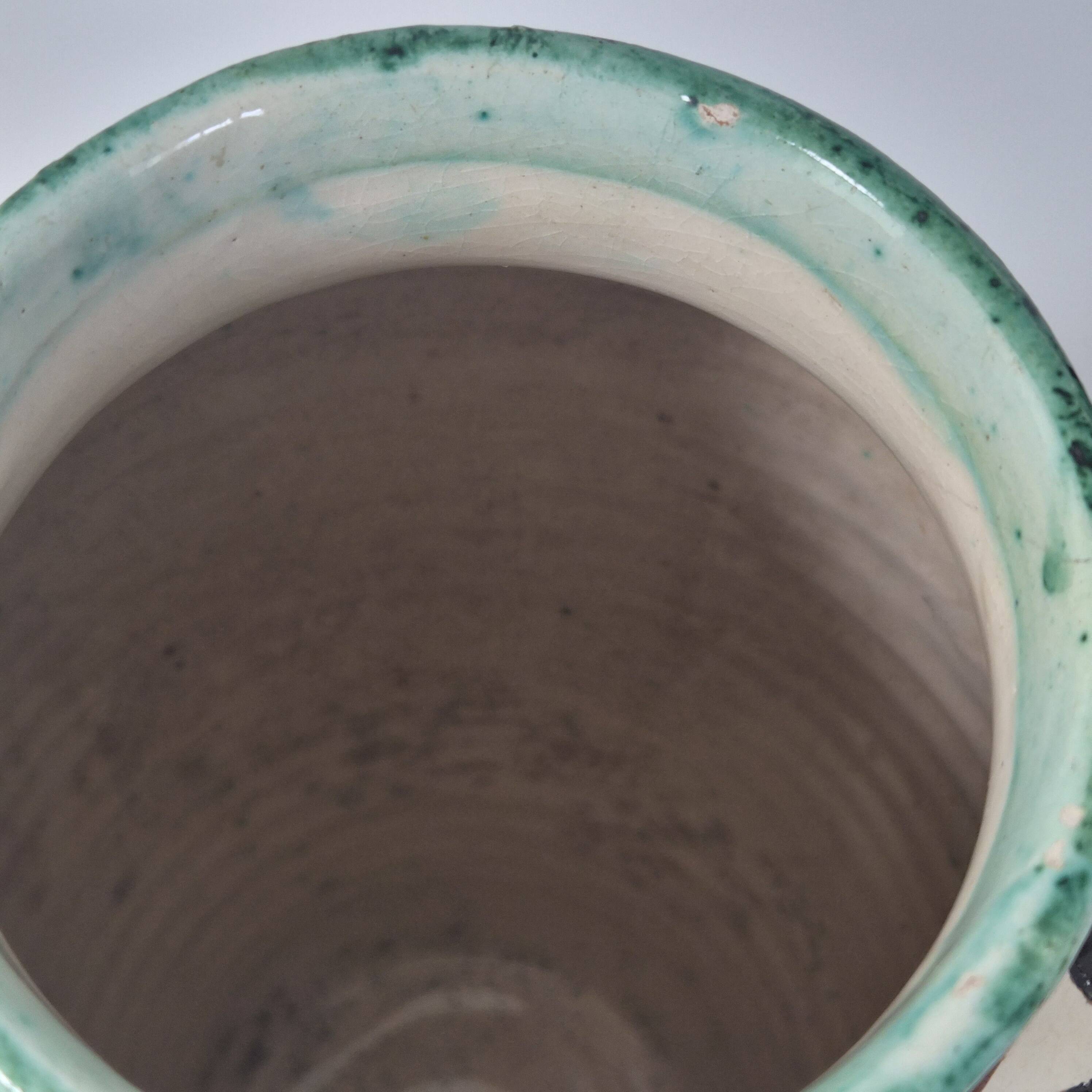 Vintage italian vase 1950 ceramic with floral decor signed b 1449 italy 50s 1950s