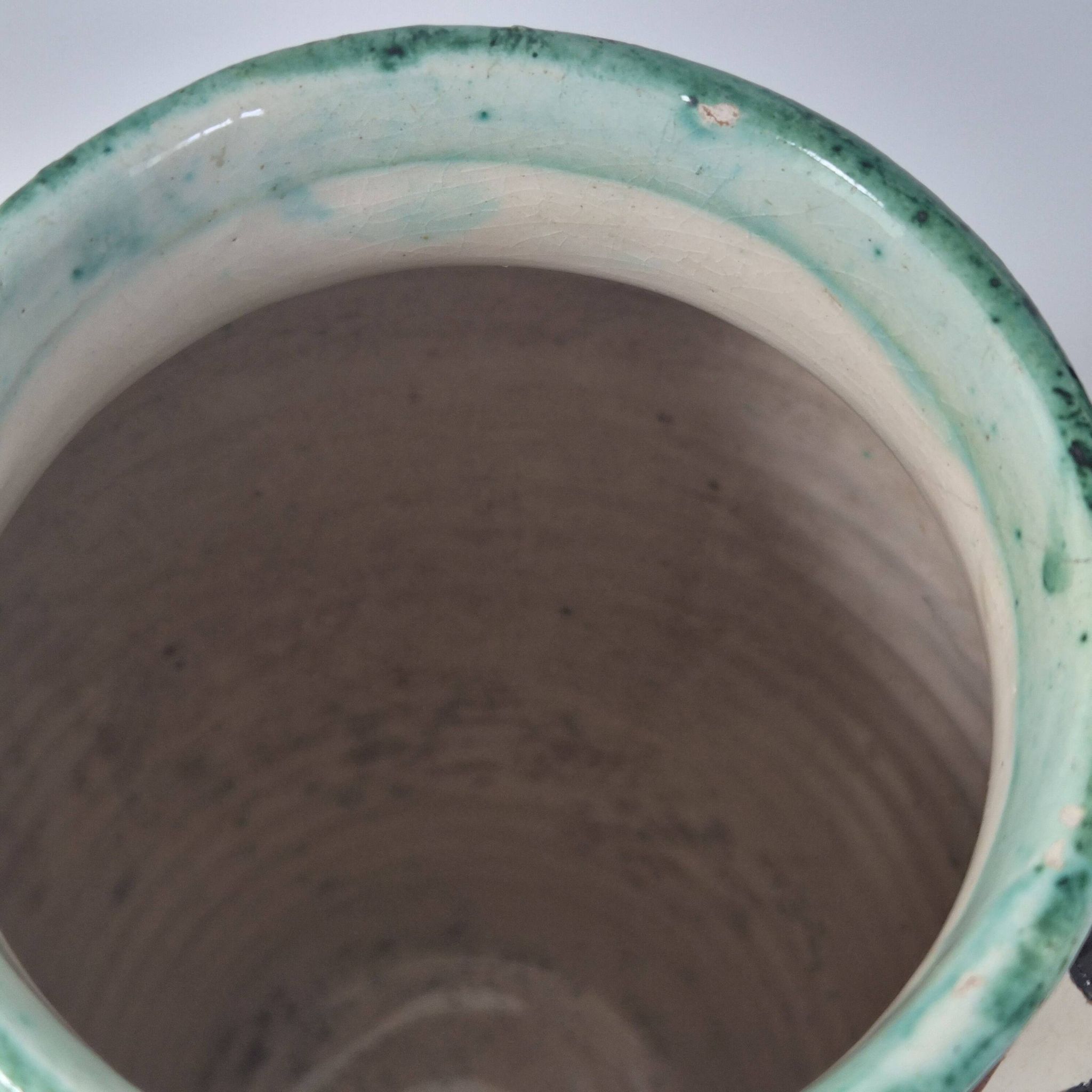 Vintage italian vase 1950 ceramic with floral decor signed b 1449 italy 50s 1950s