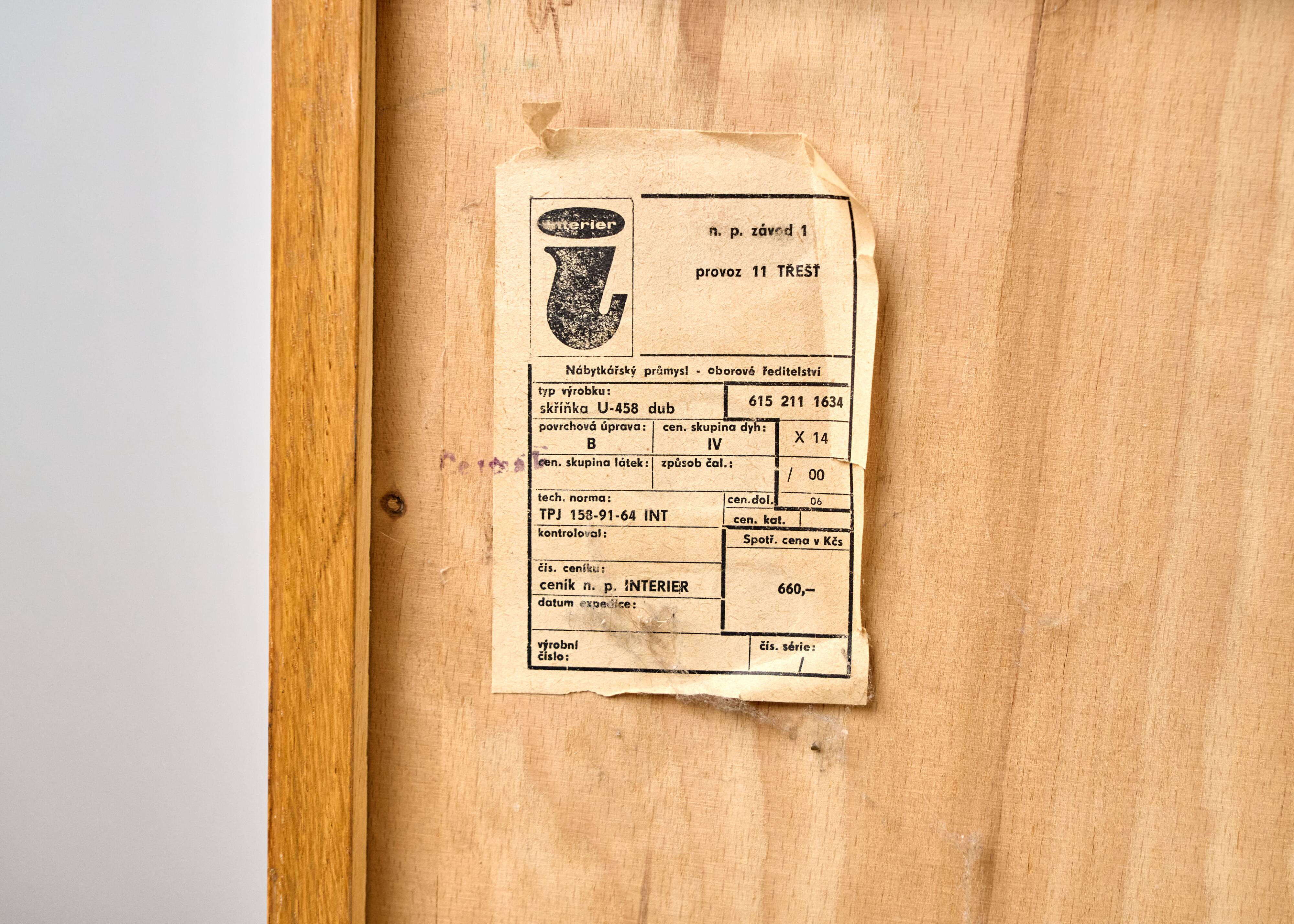 Vintage Sideboard U-458 by Jiří Jiroutek for Interiér Praha, 1960s