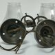 Pair of bronze and glass sconces  1900