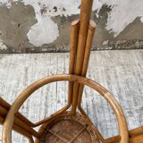 High stool in wicker and rattan
