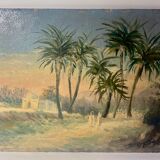 Old painting, orientalist landscape, signed, XX century