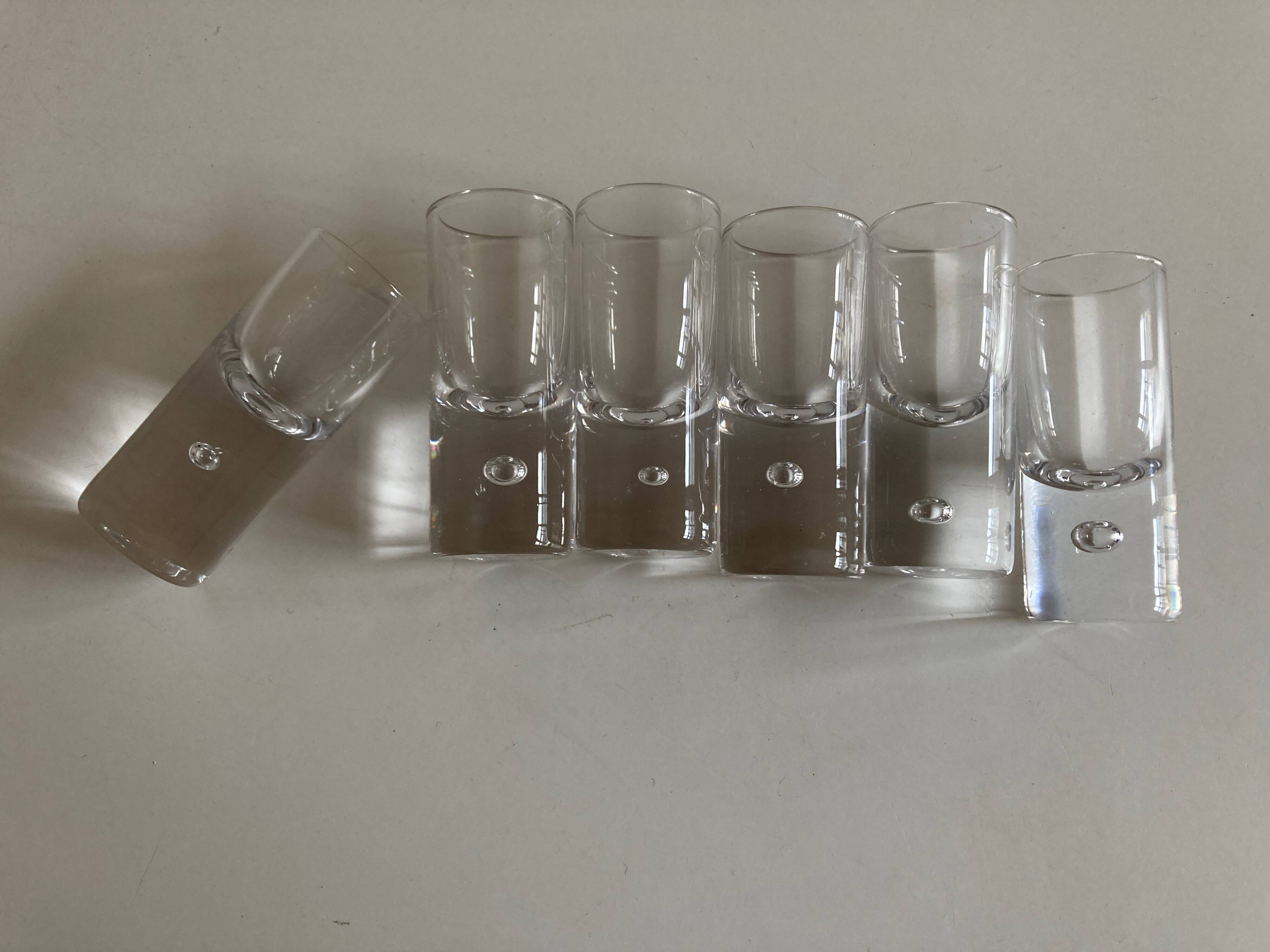 Set of 6 Scandinavian bubble foot vodka shots 1970