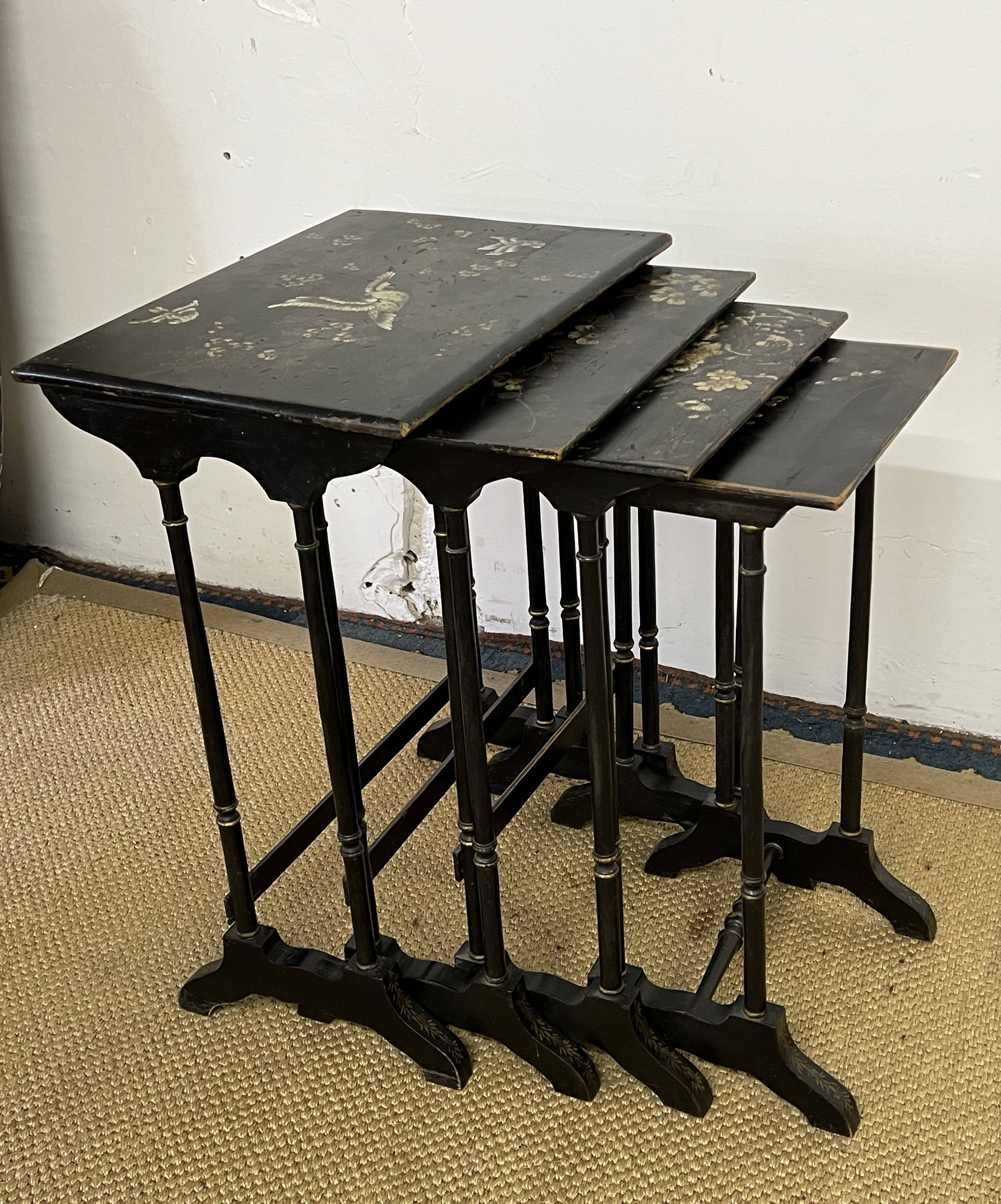 Set of 4 wooden nesting tables, Napoleon III
