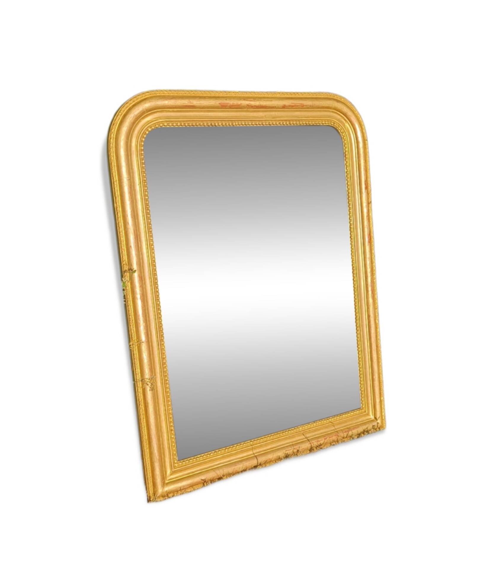 Antique Louis-Philippe mirror, gilded and patinated.