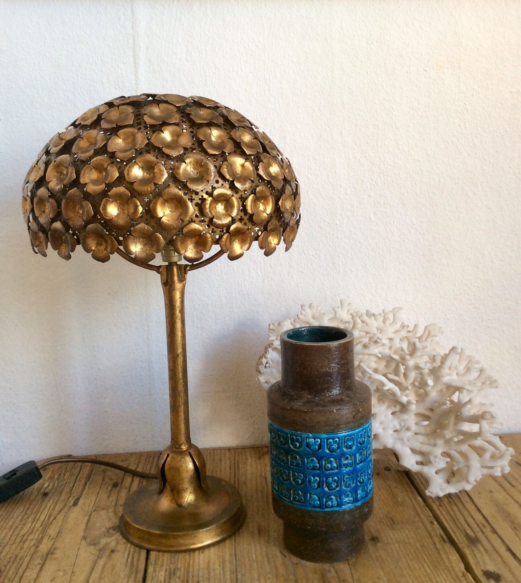 Golden metal lamp, 60s