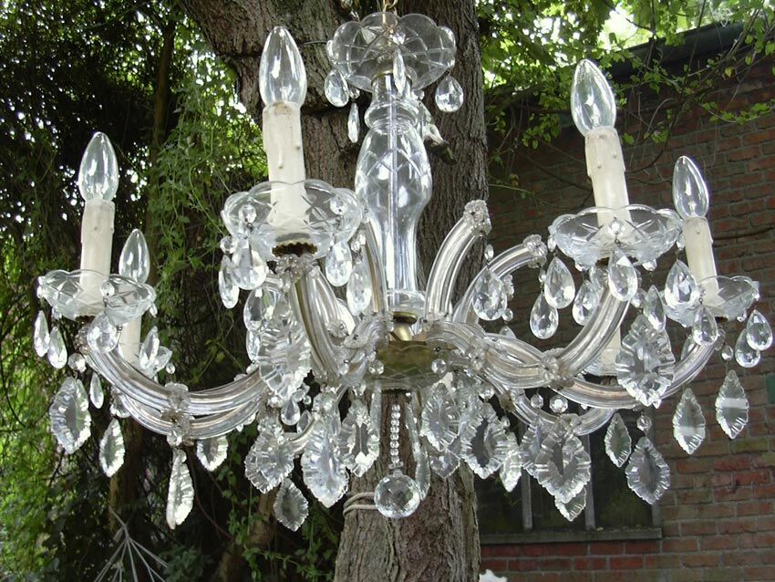Old crystal chandelier, crystal chandelier