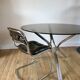 Dining / living table in chrome and smoked glass design 70s