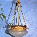 Bronze & glass pendant chandelier 1900s